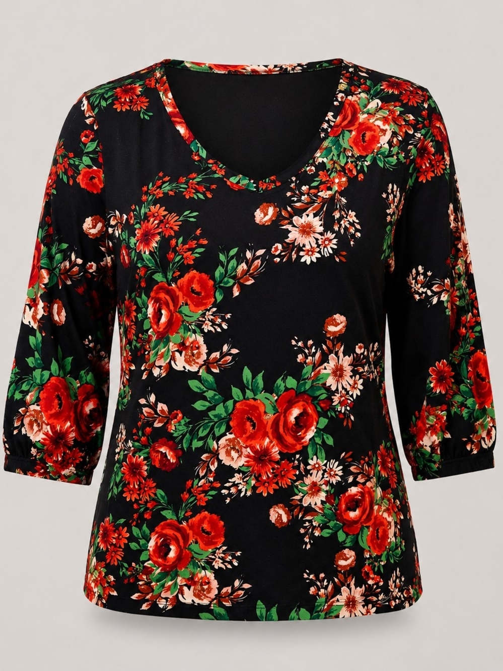 Pioneer Woman Womens Small Floral V-Neck Tunic